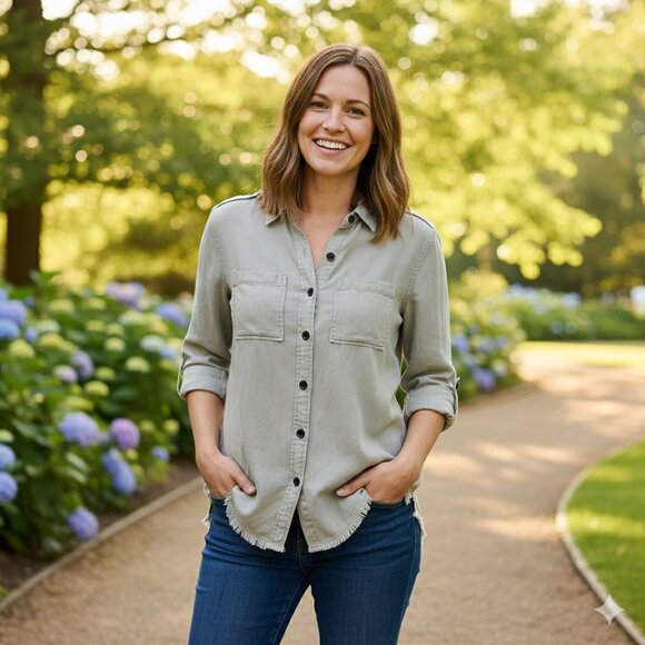 Thread & Supply Tops - Thread And Supply Women's Long Sleeve Button Up Soft Shirt, Size Small